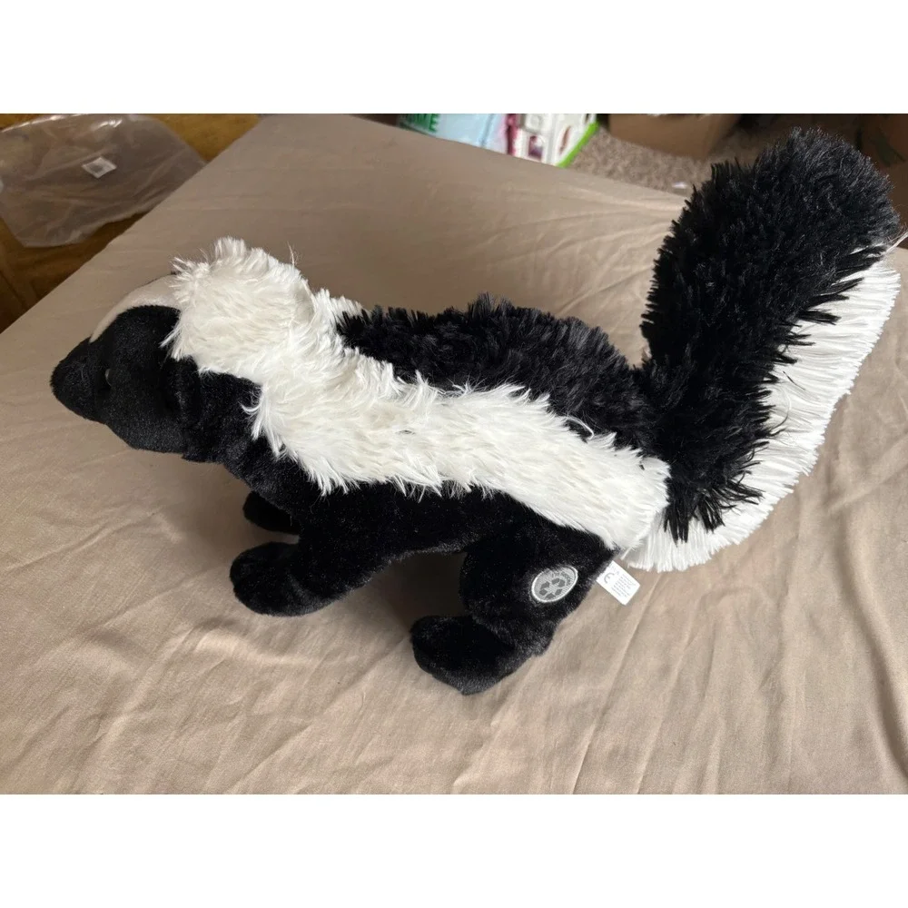 Wild Republic Skunk Plush Stuffed Animal Recycled Black White Woodland Toy